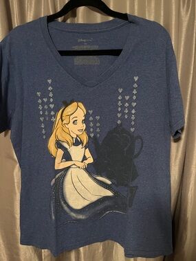 Disney Blue Alice Graphic V-Neck Tee